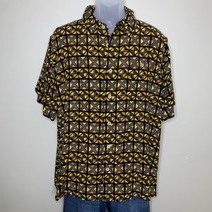 Junction West Men’s Button Down Shirt Short Sleeve Geometric Pattern Flowy XL